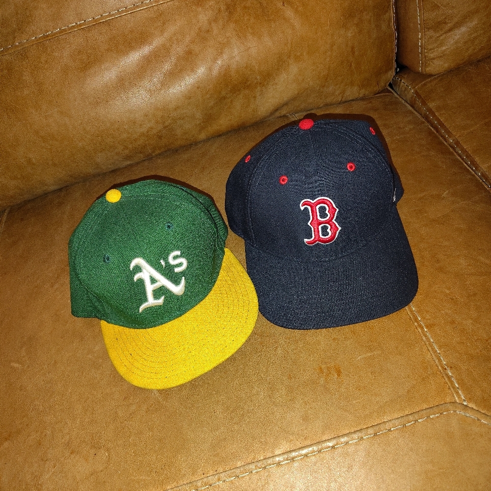 Boston Red Sox and Oakland Athletics Baseball Caps